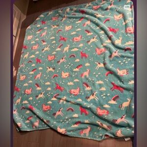 Large Cozy Unicorn and Rainbow Blanket - Multicolor 5x6 foot